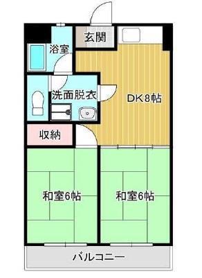 ミカドハイツ(2DK/2階)の間取り写真