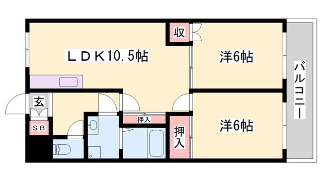 パルミルフォード(2LDK/1階)の間取り写真
