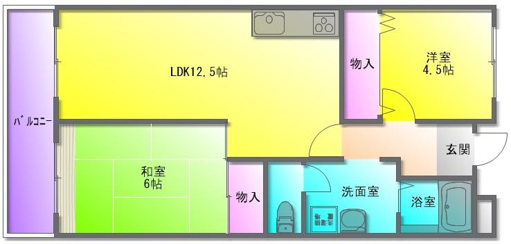 ニードハイツ(2LDK/1階)の間取り写真