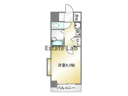 サンライズ長田(1K/3階)の間取り写真