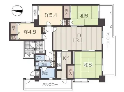ベルハイツ白鷺II(4LDK/8階)の間取り写真