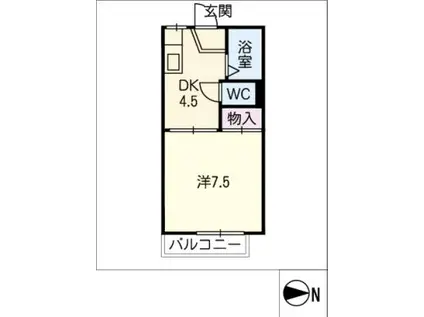 サンハイツ宮根台C棟(1DK/2階)の間取り写真