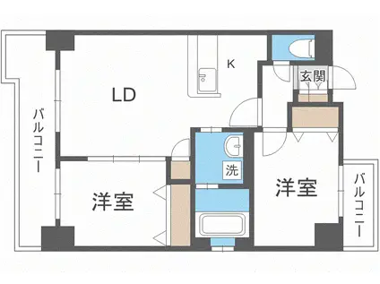 第8旭レジデンス(2LDK/9階)の間取り写真