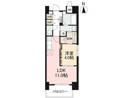 アルファレジデンス錦町(1LDK/8階)の間取り写真