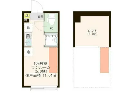 ハーモニーテラス・CORE STYLE池袋(ワンルーム/2階)の間取り写真