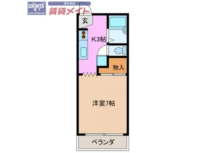 小宮ハイツ(1K/1階)の間取り写真