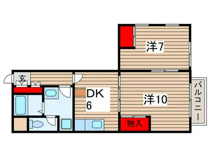 シャルマンコーポ(2DK/2階)の間取り写真