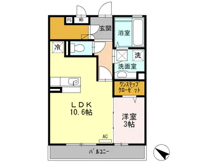 グランドゥール光 1LDKBNT(1LDK/1階)の間取り写真