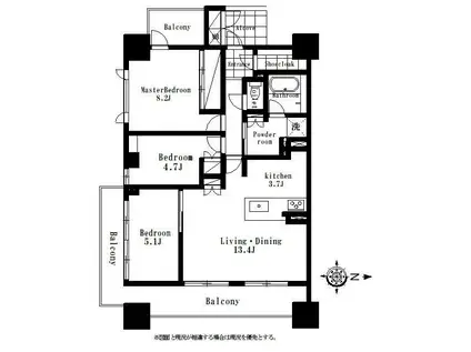 ル・シェモア浜松中央(3LDK/8階)の間取り写真