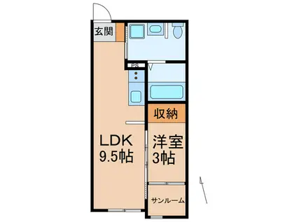 KOYA 430(1LDK/1階)の間取り写真