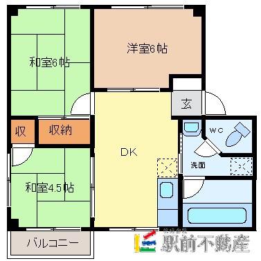 メゾン寿(3DK/2階)の間取り写真