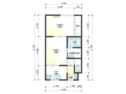 東任田町 ホクエイハイツ(2K/2階)の間取り写真