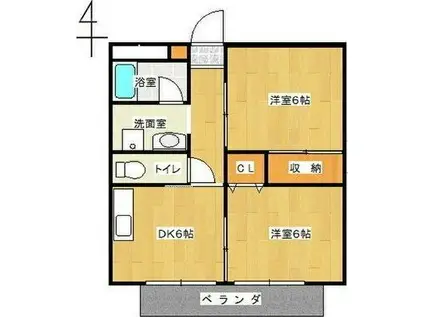 サンステージ久留米(2DK/2階)の間取り写真