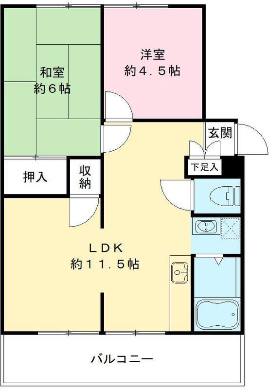 アーバンライフ石橋(2LDK/2階)の間取り写真
