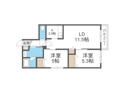DOONA札幌(2LDK/2階)の間取り写真