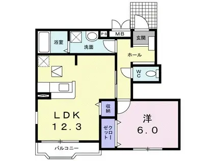 エスポワール III号館(1LDK/1階)の間取り写真