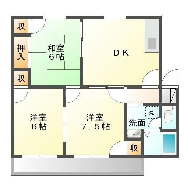 メゾンベールB(3DK/2階)の間取り写真