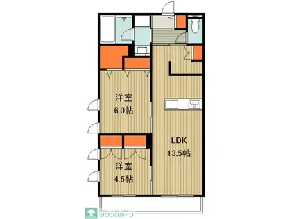 MAISON DE BONHEUR(2LDK/2階)の間取り写真