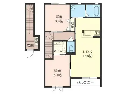ブルーム A棟(2LDK/2階)の間取り写真