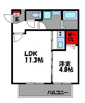 ステラ箱崎611(1LDK/2階)の間取り写真