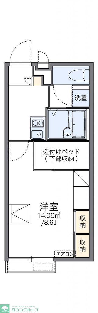 レオパレスウエスト PLACE(1K/2階)の間取り写真