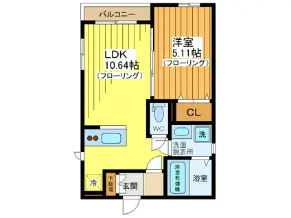 アステージ三軒茶屋(1LDK/1階)の間取り写真
