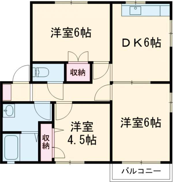 メゾン・シャルムE棟(3DK/2階)の間取り写真