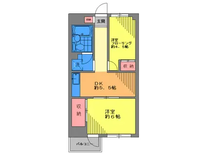 マンションアルファ不動前(2DK/2階)の間取り写真