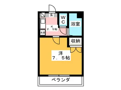レユシール(1K/2階)の間取り写真