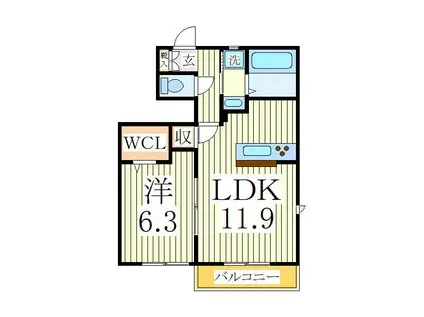 メゾン ド パルフェ C棟(1LDK/1階)の間取り写真