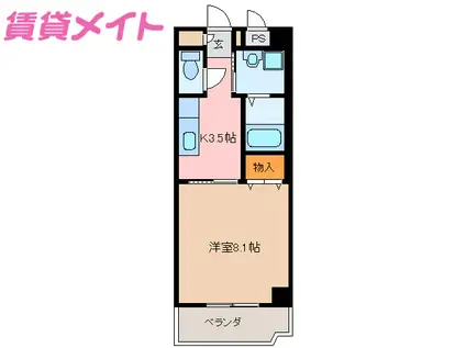 ラヴニール(1K/2階)の間取り写真