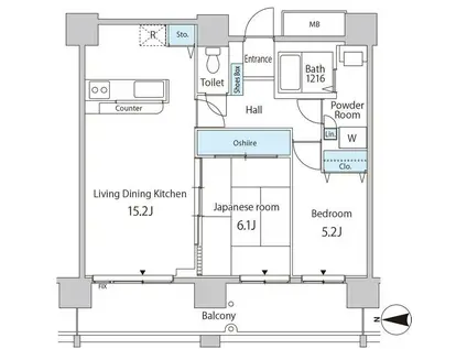 セルリアンホームズ勝どき(2LDK/6階)の間取り写真