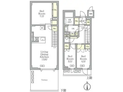 アジールコート都立大学(3LDK/1階)の間取り写真