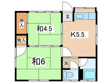 亀田アパ-ト(2K/1階)の間取り写真