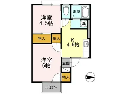 グリーンパレス(2K/2階)の間取り写真