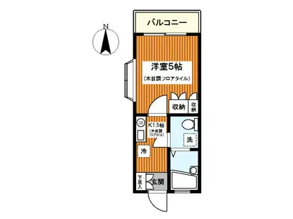 グリーンハイム菊名(1K/1階)の間取り写真