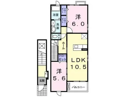 スターヴィレッジG(2LDK/2階)の間取り写真