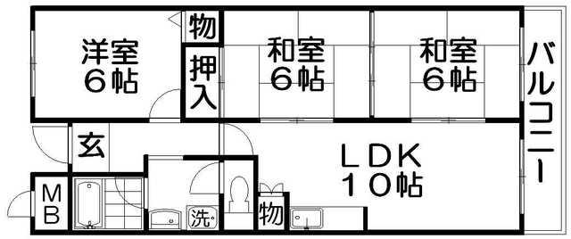 コーポヒルトップ(3LDK/2階)の間取り写真