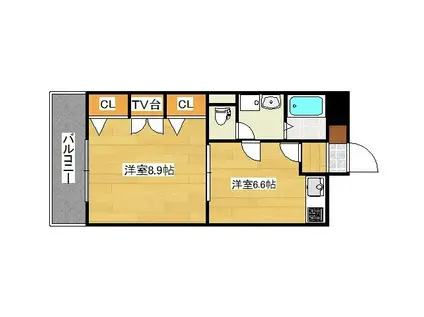 コスモス小倉駅前II(1DK/6階)の間取り写真