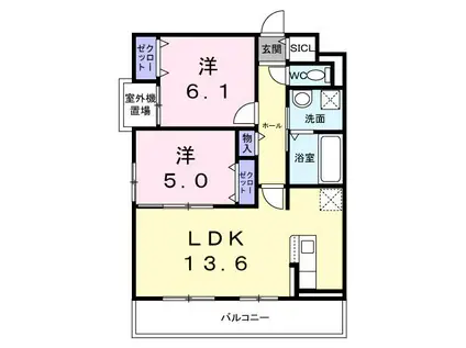 サンフローレ(2LDK/3階)の間取り写真