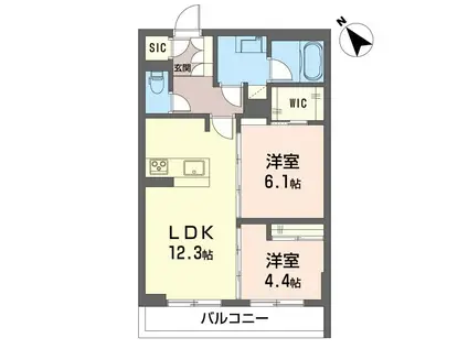フェリシード野沢(2LDK/2階)の間取り写真