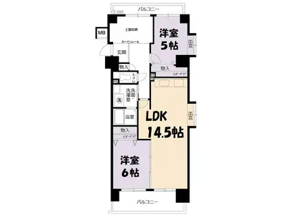アーバンラフレ志賀5号棟(2LDK/4階)の間取り写真