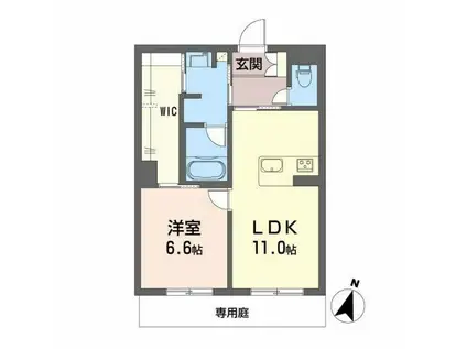 ソフィア健軍(1LDK/1階)の間取り写真