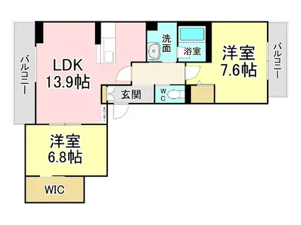 SEAGODDESS 緑ヶ丘(2LDK/2階)の間取り写真