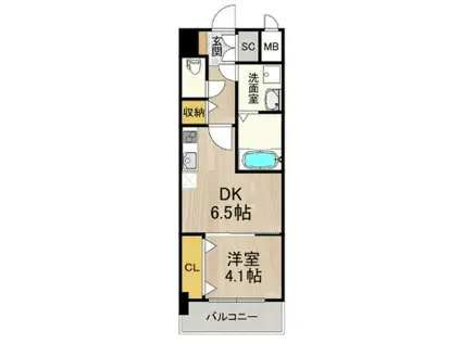 スプランティッド新大阪イースト(1DK/3階)の間取り写真