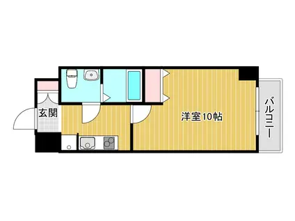 ヒルズ夕陽丘(1K/10階)の間取り写真