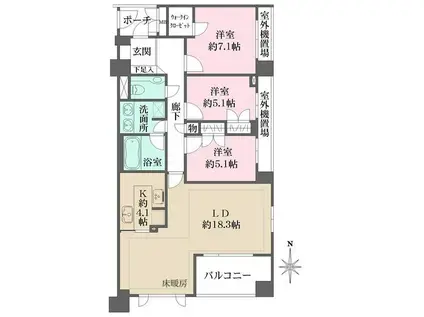 ファミールスクエア中野坂上(3LDK/3階)の間取り写真
