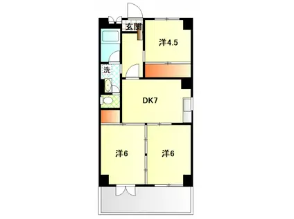 久保田コーポラス(3DK/4階)の間取り写真