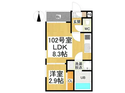 REGALEST浄心(1LDK/1階)の間取り写真