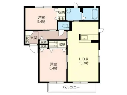 デイジーブルーム(2LDK/2階)の間取り写真